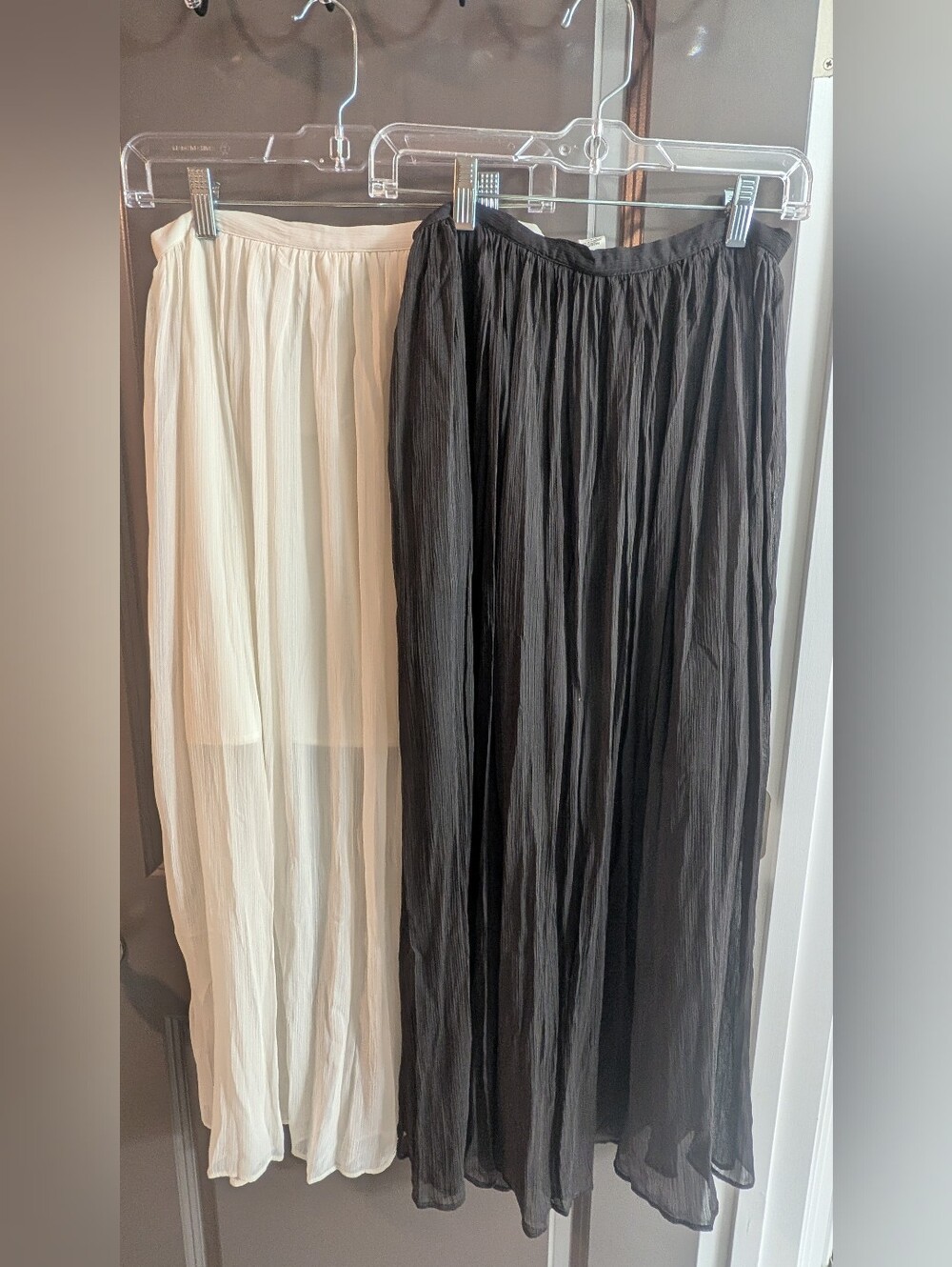 H&M Pleated Maxi Skirts in Black and Cream Duo